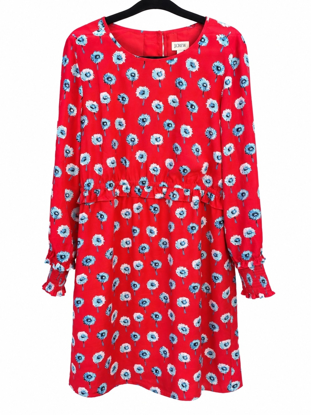 J.Crew Floral Ruffle Waist Dress in Red Size 14 NWT